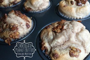 Chocolate Peanut Butter Pancake Muffins