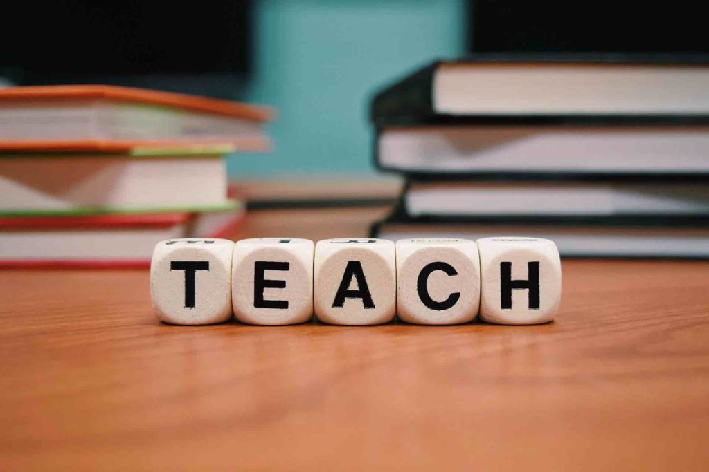 blocks spelling out the word teacher